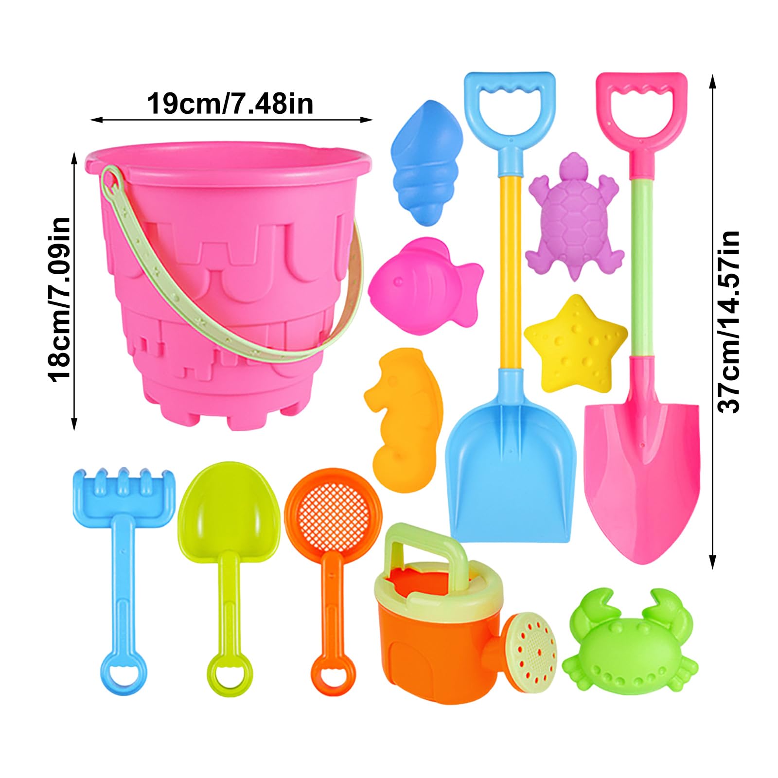 Generisch Sandspielzeug Set 13 für Kinder Robustes Sandkasten Spielzeug mit Eimer Sandförmchen und Bunt Reise Sand Spielzeug für Strand Urlaub Garten Sicheres Outdoor Spielzeug für Junge und Mädchen