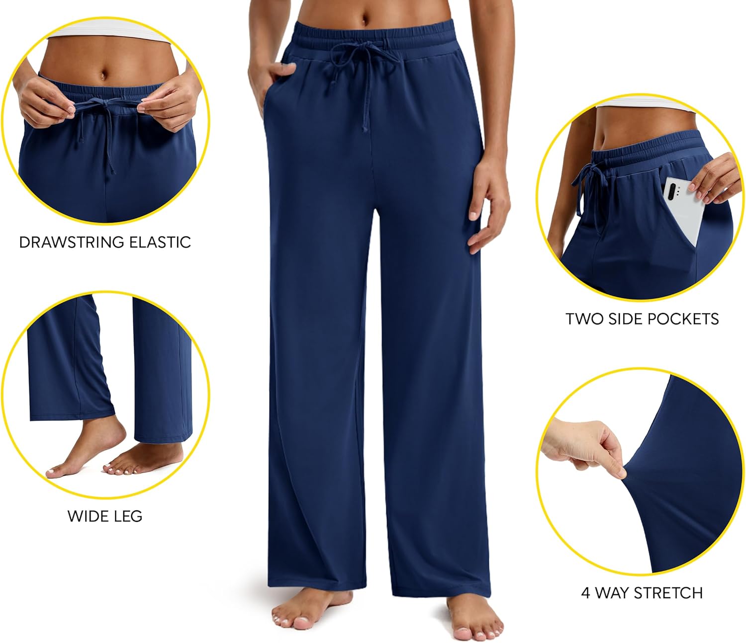 Maxbee Wide Leg Pants for Woman, Loose Sweatpants Women with Pockets,Baggy Casual Drawstring Yoga Pants Long Style - Image 4