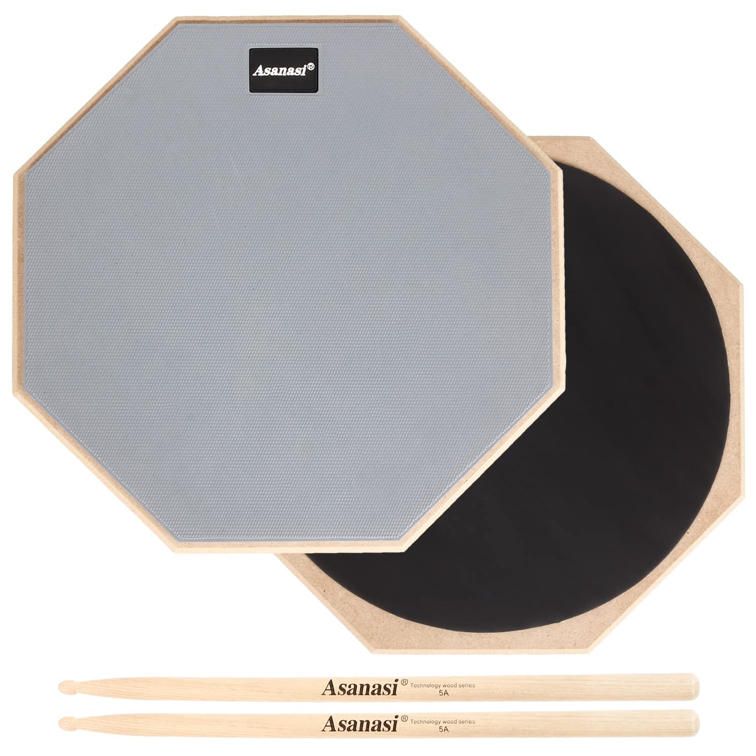 SENENQU 12 Inch Silent Drum Practice Pad Set with Drumsticks, Drum Beginner Double Sided Rubber Traininig Pad Kit for Jazz Drums Snare Drums Exercise Percussion Instruments Parts Accessories