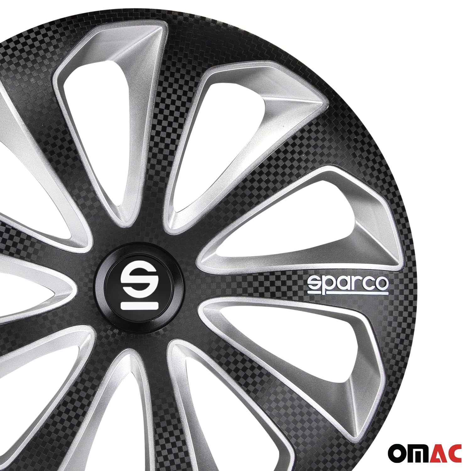 Sparco Enjoliveurs Sicilia - 16-pouces - Noir/Argent/Carbone - Set de 4 pièces