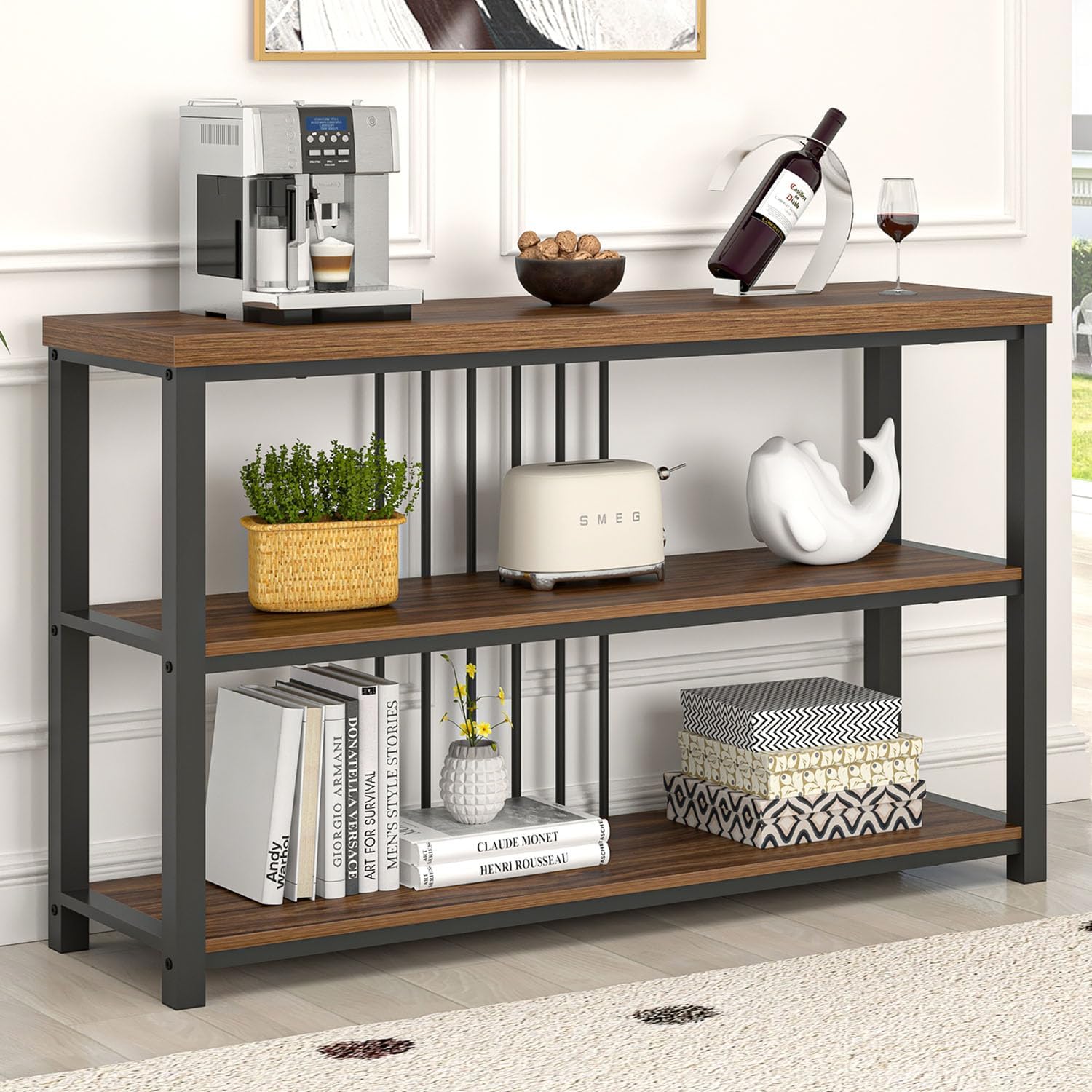 アンティーク】アイアン 電話台 2段ラック キャビネット 飾り棚 古家具