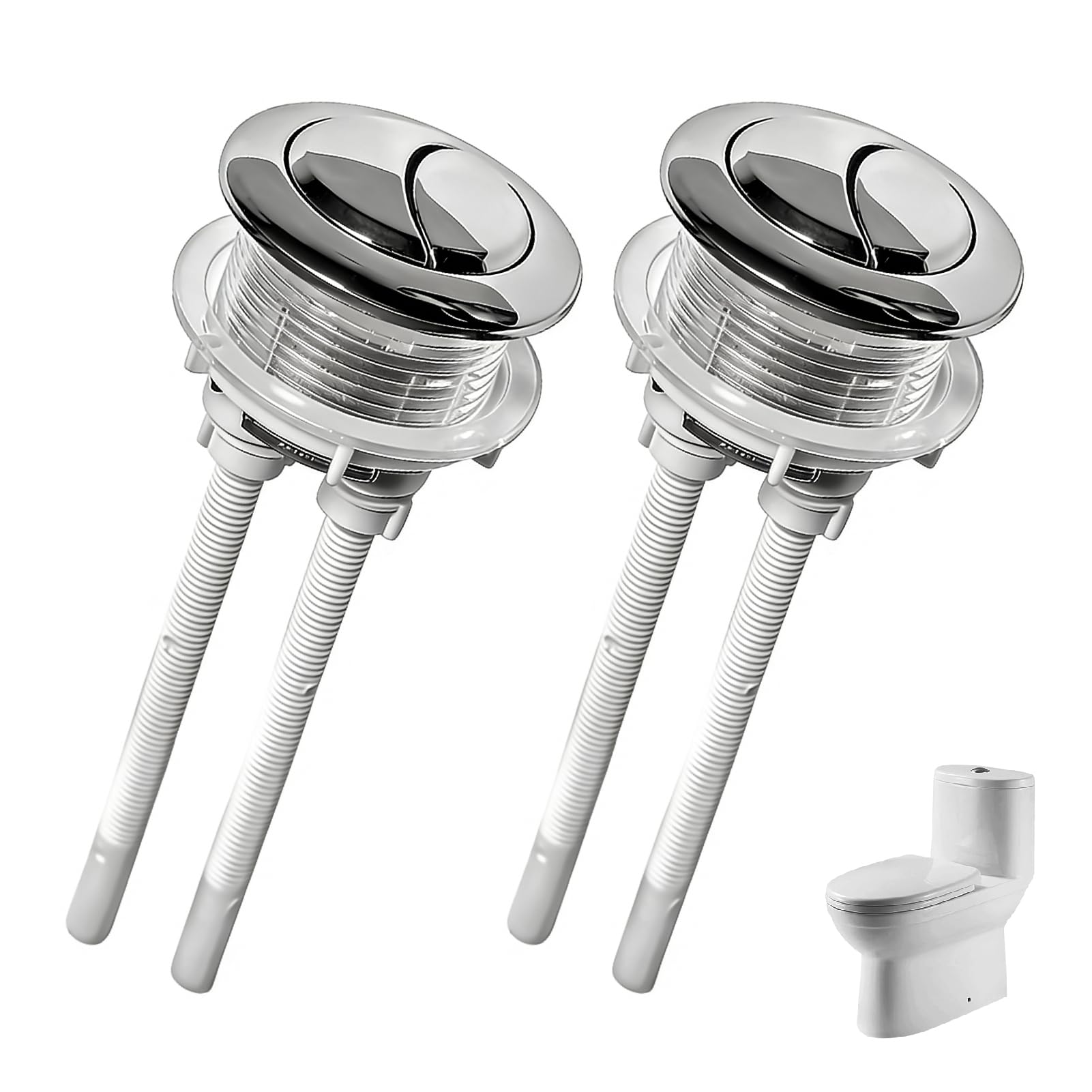 2 Pcs Toilet Push Button Flush Replacement,Toilet Flush Button 38โ42mm, Durable Dual Flush Buttons with Plating, Easy Install Buttons, Non-Slip, Strong Performance for Bathroom Water Tank Repair