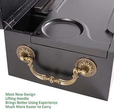 Bamboo Box with Combination Lock, Decorative Box with Handle, Large Storage Box Set, Premium Lockable Stash Box Organiser Set as a Large Gift Choice (Black)