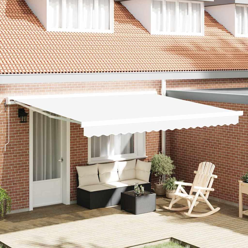Toile de Rechange Store Banne Blanc 4 x 3 m Polyester 240 g/m², Lambrequin Inclus, Tissu Auvent Imperméabilisé Résistant UV Déperlant, Rechange Universelle Balcon Terrasse Jardin