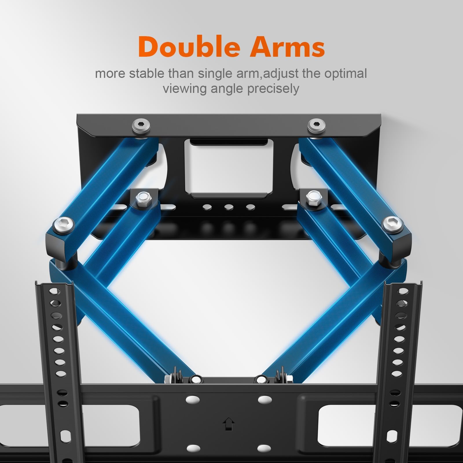 GRIFEMA GB1004-1 Supporto TV Parete per 26-65 Pollici con Doppio Braccio, Staffa TV Girevole Inclinabile Estensibile, Fino a 55 kg, Max VESA 400x400mm, Più Stabile, Facile da Montare con Livella