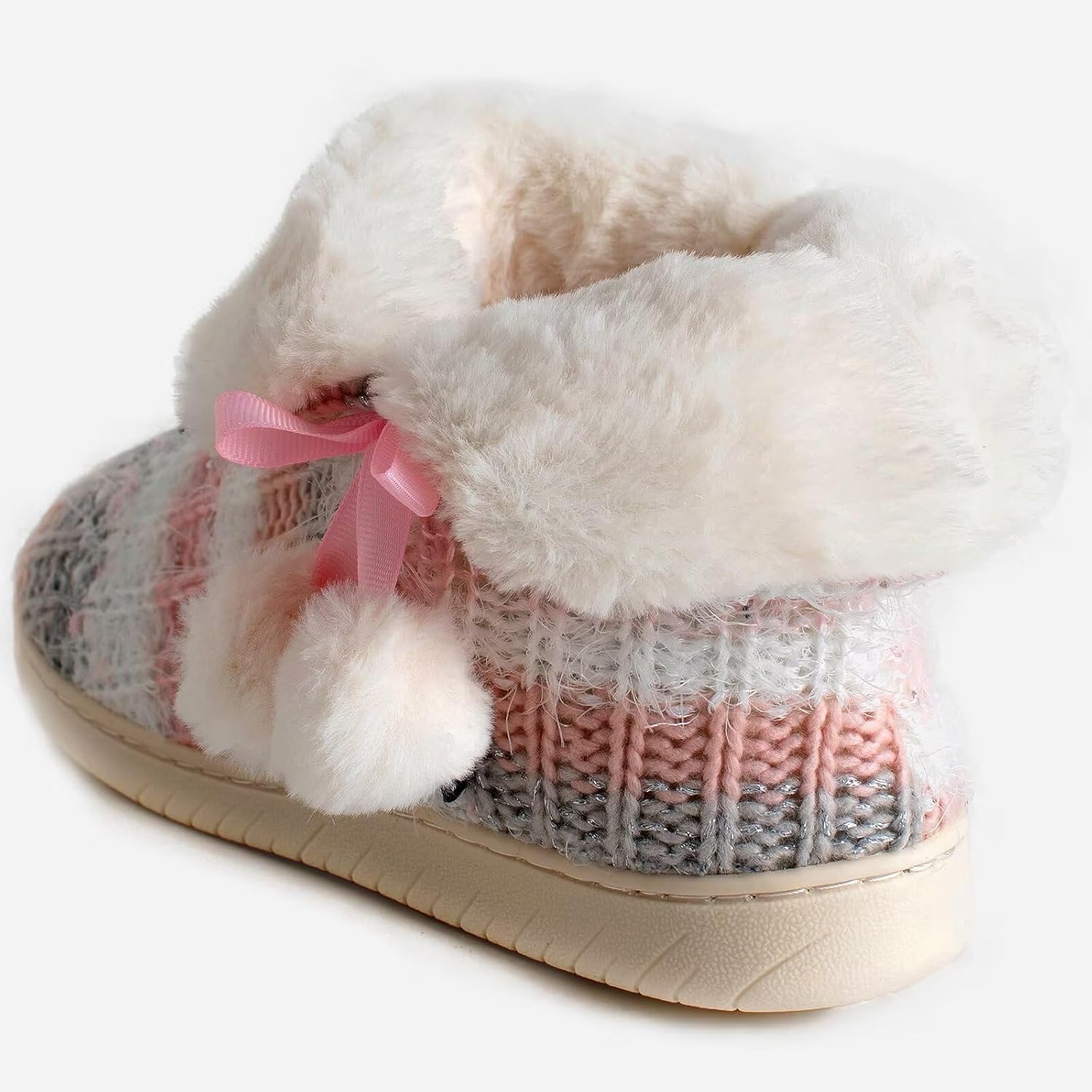 Slipper Boots Women Knit Plush Lining Winter House Shoes Memory Foam Indoor Outdoor - Image 6