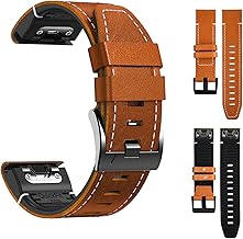 Bracelet de Rechange en Cuir Véritable pour Fenix 7, 22 mm Cuir Bande Remplacement Bracelet pour Fenix 6/6 Pro, Fenix 5, Fenix 5 Plus, Forerunner 935 945, Instinct 2, Approach S60 S62, Quatix 5 6