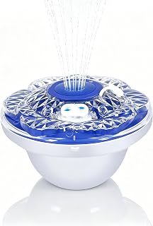 Floating Water Fountain with Lights,Pool Fountains with Underwater Lights,9 Pool Light Modes, Rechargeable Pool Fountains with Anchor, Floating Swimming Pool Fountains for Inground Pool,Pond-1 PC