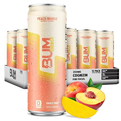 Vista 100 de BUM - Bebida energética sin azúcar, cereza escarcha, ligeramente carbonatada y sin colores artificiales, cafeína natural y citicolina para energía