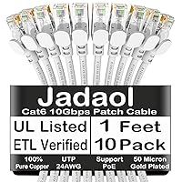 Vista 39 de Cable Ethernet Cat 6 de 50 pies, para exteriores e interiores de 10 Gbps compatible con red Cat7, cables de conexión LAN RJ45 de Internet, cable