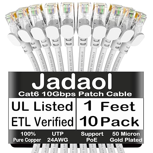 Miniatura 39 de Cable Ethernet Cat 6 de 50 pies, para exteriores e interiores de 10 Gbps compatible con red Cat7, cables de conexión LAN RJ45 de Internet, cable