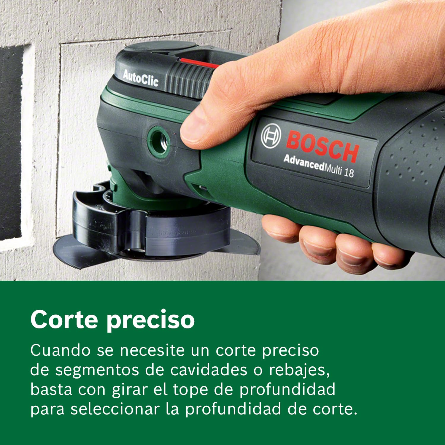 Bosch Multiherramienta a batería AdvancedMulti 18 (Sin batería, placa lijadora delta, set de hojas de lija, 2 hojas de sierra, empuñadura adicional, caja de cartón, sistema de 18 V)