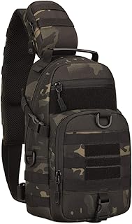 Zaino Monospalla Uomo Militare Tattico Borsa Petto Molle Sistema Sportivo Borsa a Tracolla Funzione per Pesca Campeggio Escursionismo Ciclismo Trekking,Camuffare