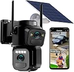 Uniter 4K Dual Lens Solar Security Cameras Wireless Outdoor, 2.4G WiFi, 360° PTZ Camera Surveillance Exterieur with Color Night Vision/Motion Detection/Spotlight Siren/2-Way Audio/Waterproof/2Pack