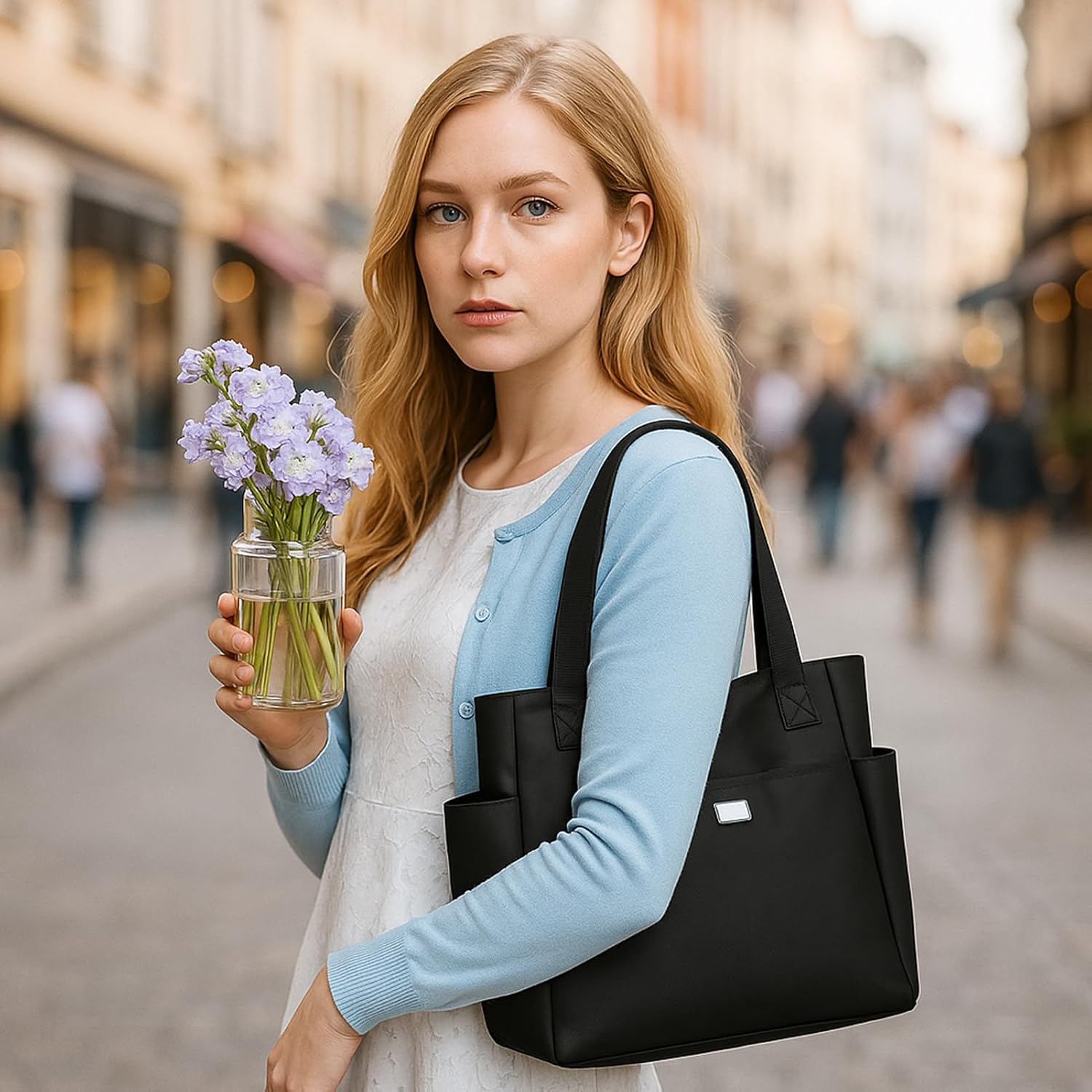 Waterproof Nylon Tote Bag for Women -Zippered Organizer for Work, Beach, Outdoor Essentials - Image 2