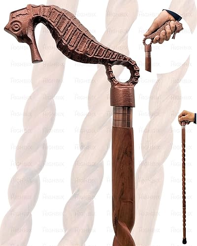 Carfar Handicrafts - Bastón de mano para caminar, diseño hecho a mano, pátina antigua para hombres y mujeres, madera y metal X