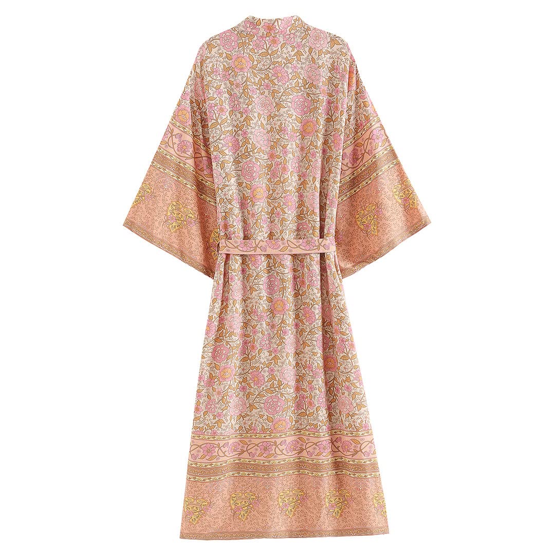 Kimono de plage en rayonne de coton pour femme Motif floral, Comme indiqué sur la photo, M