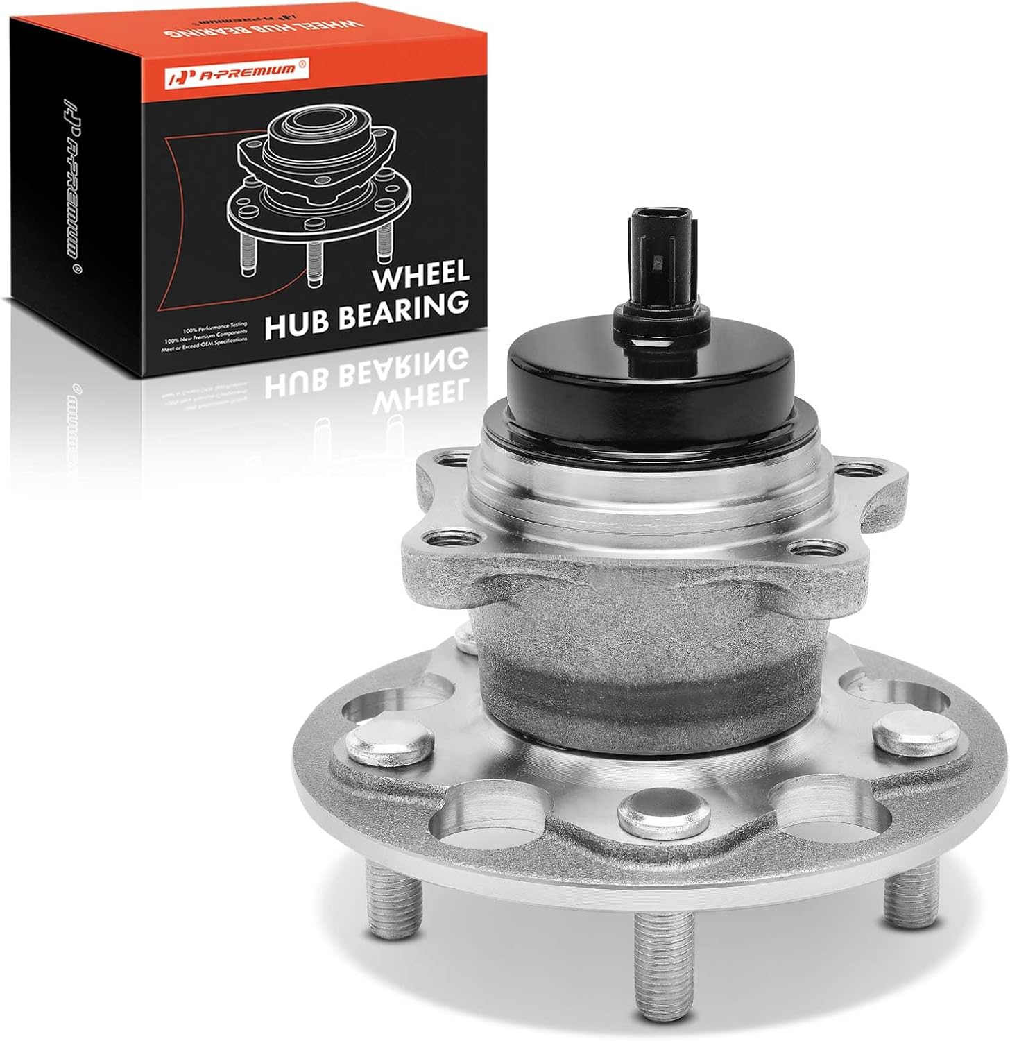 A-Premium Rear Wheel Bearing and Hub Assembly with ABS & 5-Lug Compatible with Toyota Camry 18-24, RAV4 19-20, Avalon 19-22, C-HR 20, Lexus ES300h 19-23, ES350 19-23