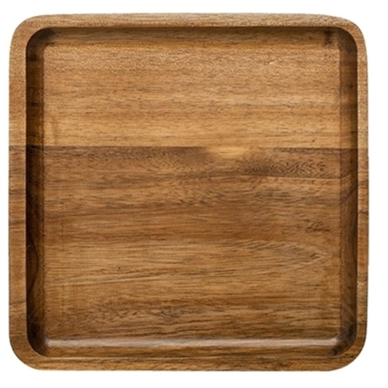 JINGYAN Breakfast Trays Acacia Wood Serving Tray Square Rectangle Breakfast Sushi Snack Bread Dessert Handle With Easy Cake Plate Grooved Carry