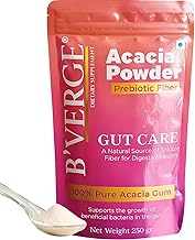 B’VERGE® 100% Acacia Powder Prebiotic – 250g | Ultra Pure Soluble Prebiotic Fiber from Acacia Senegal | Gut-Friendly, Tasteless, Easy to Mix | No Sugar, Additives or Fillers | Keto & Vegan Friendly