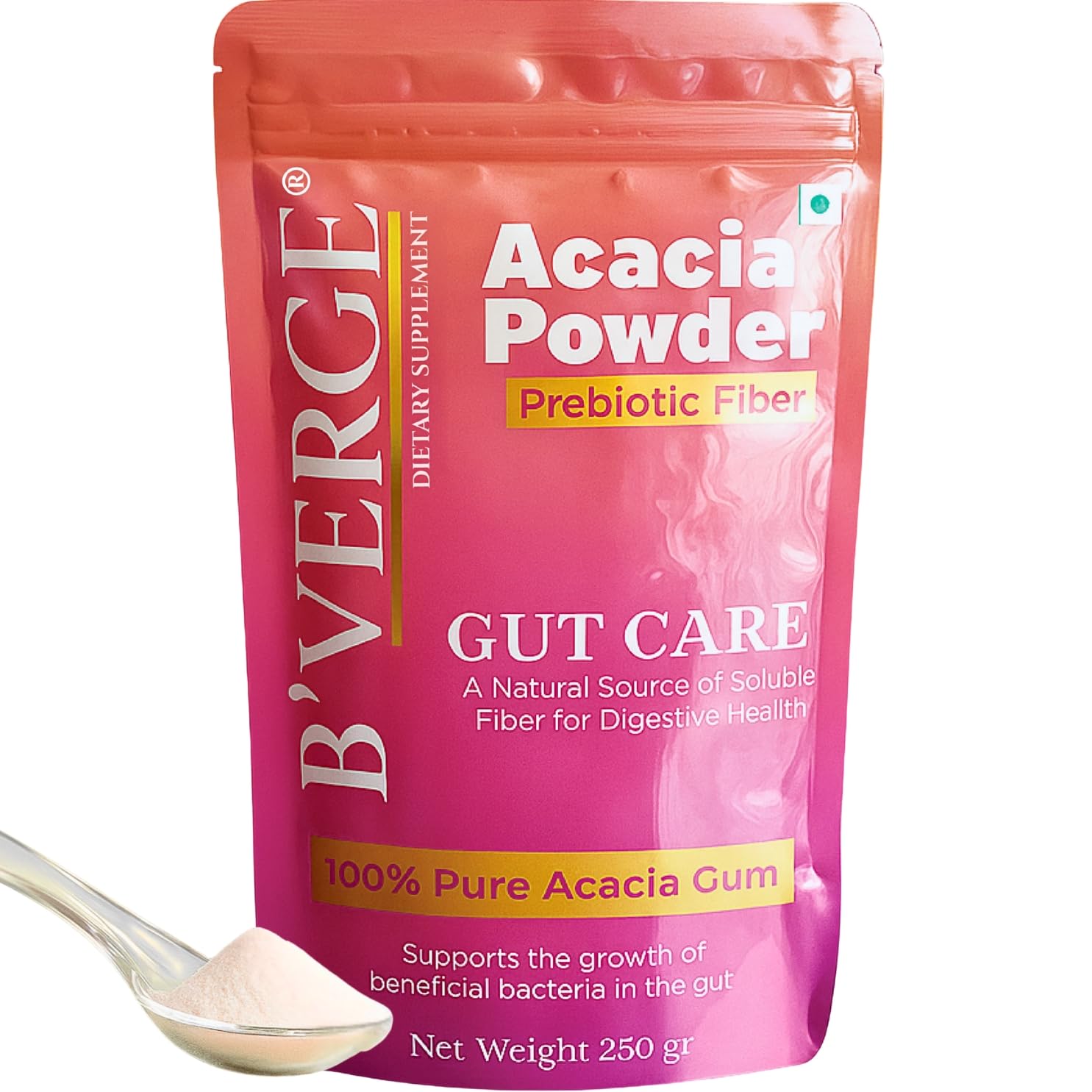 B’VERGE® Acacia Powder Prebiotic – 250g | Pure Soluble Prebiotic Fiber from Acacia Senegal | Gut-Friendly, Tasteless, Easy to Mix | No Sugar, Additives or Fillers | Keto & Vegan Friendly-picture-17