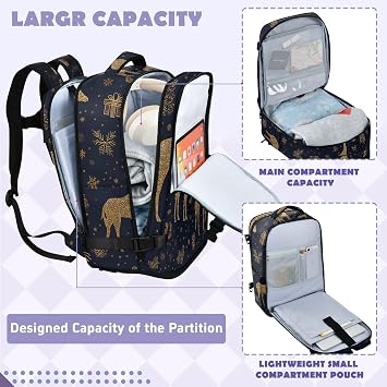 Hiking Backpack 15.6 Inch Laptop Bag For Airplanes 20L | Lightweight Anti Theft Travel Bag New Year Giraffe Gold and Blue 15 Inch Laptop Bag For Airplanes mochila para escuela
