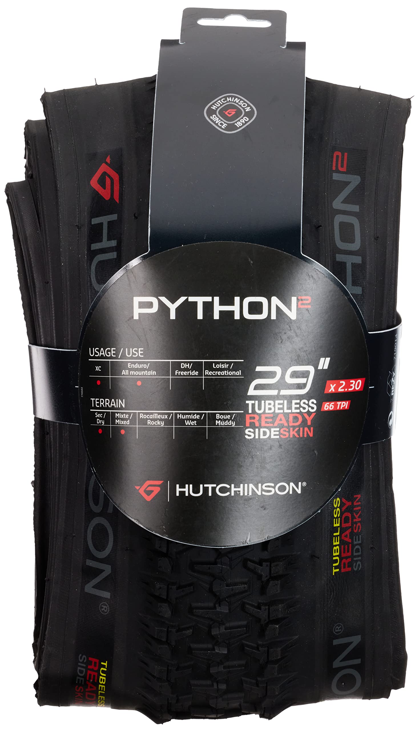 HutchinsonHutchinson Python 2 TLR MTB Tyre, Black, 29 x 2.30