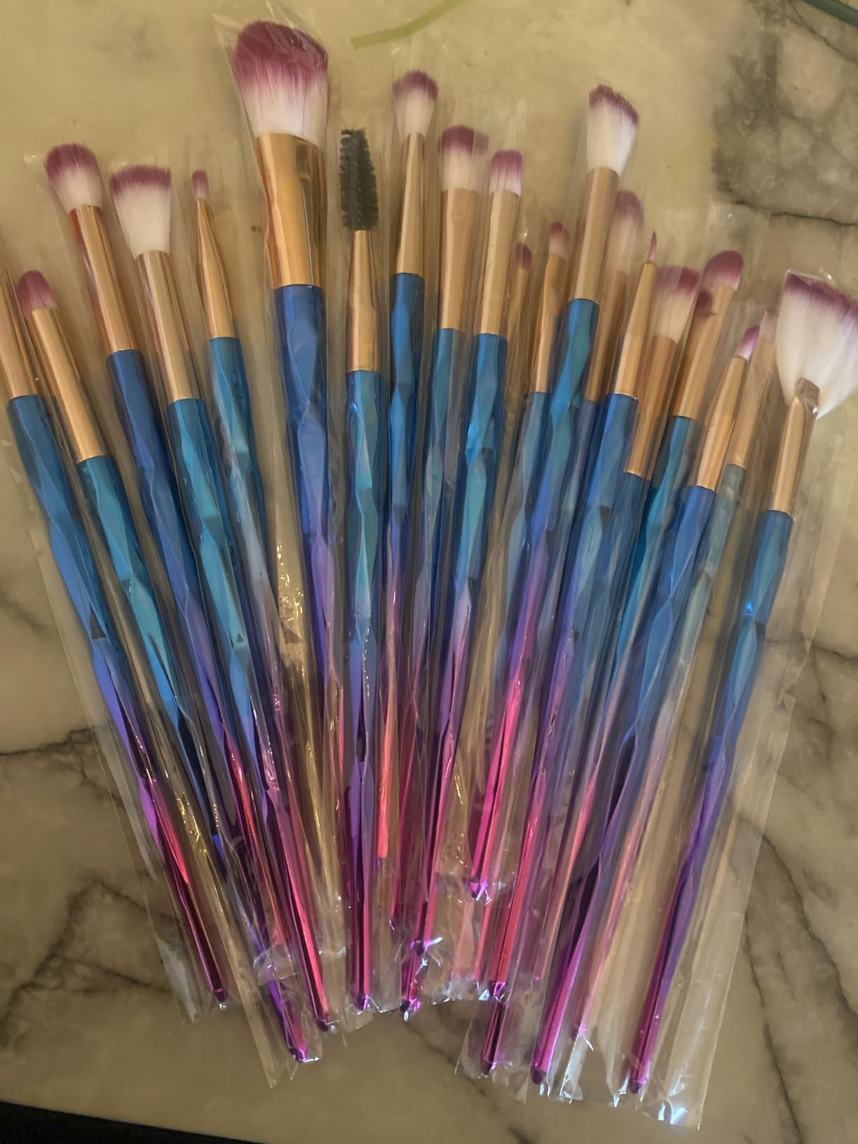 KOLIGHT Pack of 20pcs Cosmetic Eye Shadow Sponge Eyeliner Eyebrow Lip Nose Foundation Powder Makeup Brushes Sets (purple)