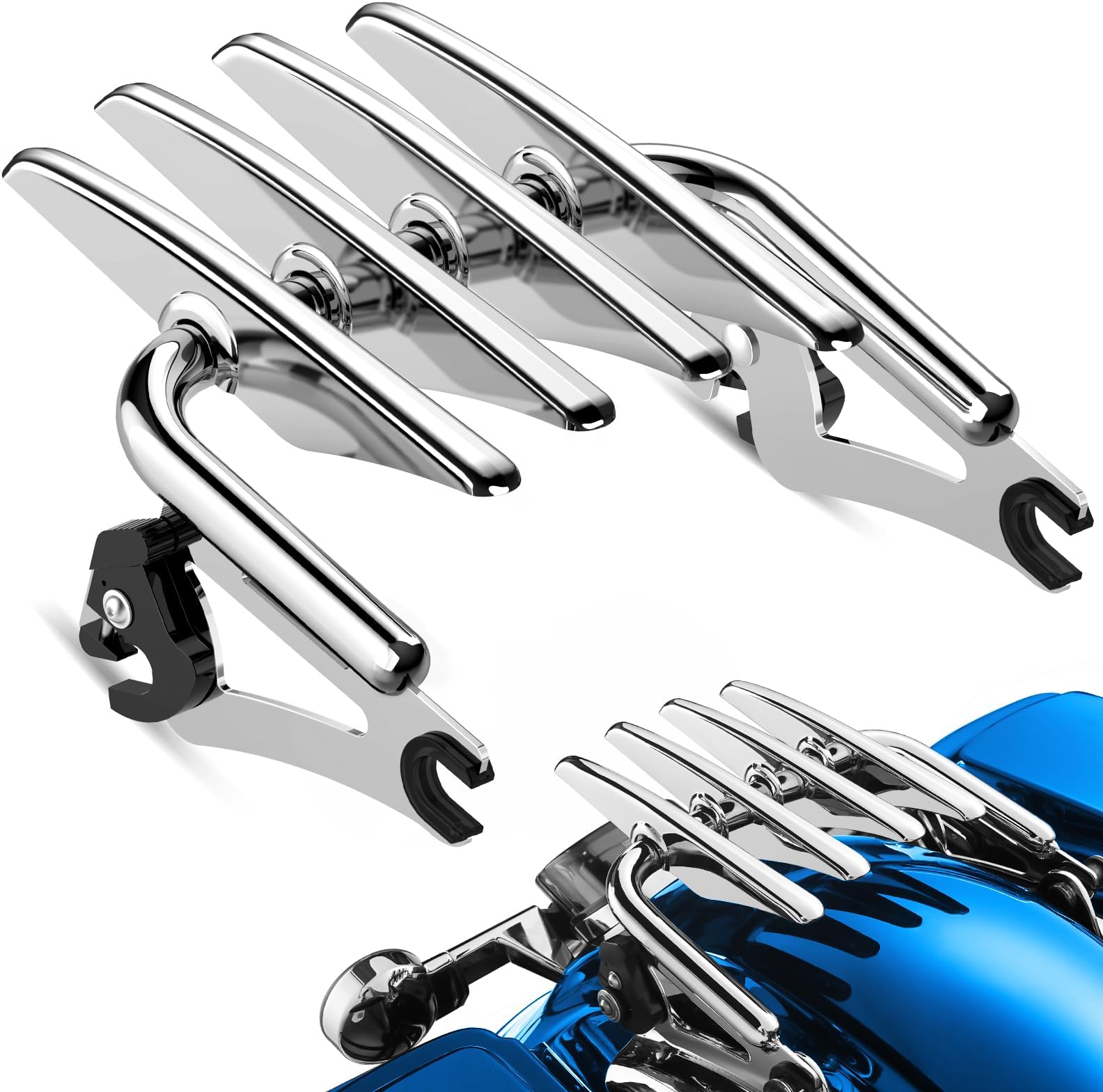 PBYMT Detachable Luggage Rack Compatible for Harley Touring, Stealth Luggage Rack Compatible with Harley Davidson Street Glide Road Glide Road King Electra Glide Ultra Limited 2009-2024 (Chrome)