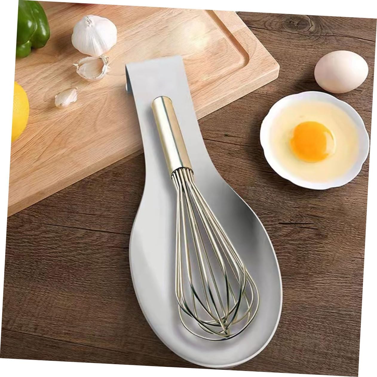 SECFOU 6pcs Practical Scoop Rest Holder Stainless Steel Spoon Rest for Use Scoop Silverware Holder Lid Stove Top Spoon