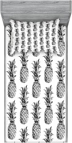 Miniatura 265 de Ambesonne - Juego de sábanas bajeras y fundas de almohada, diseño clásico botánico, plantas de jardín vintage, juego de 3 piezas con estampado