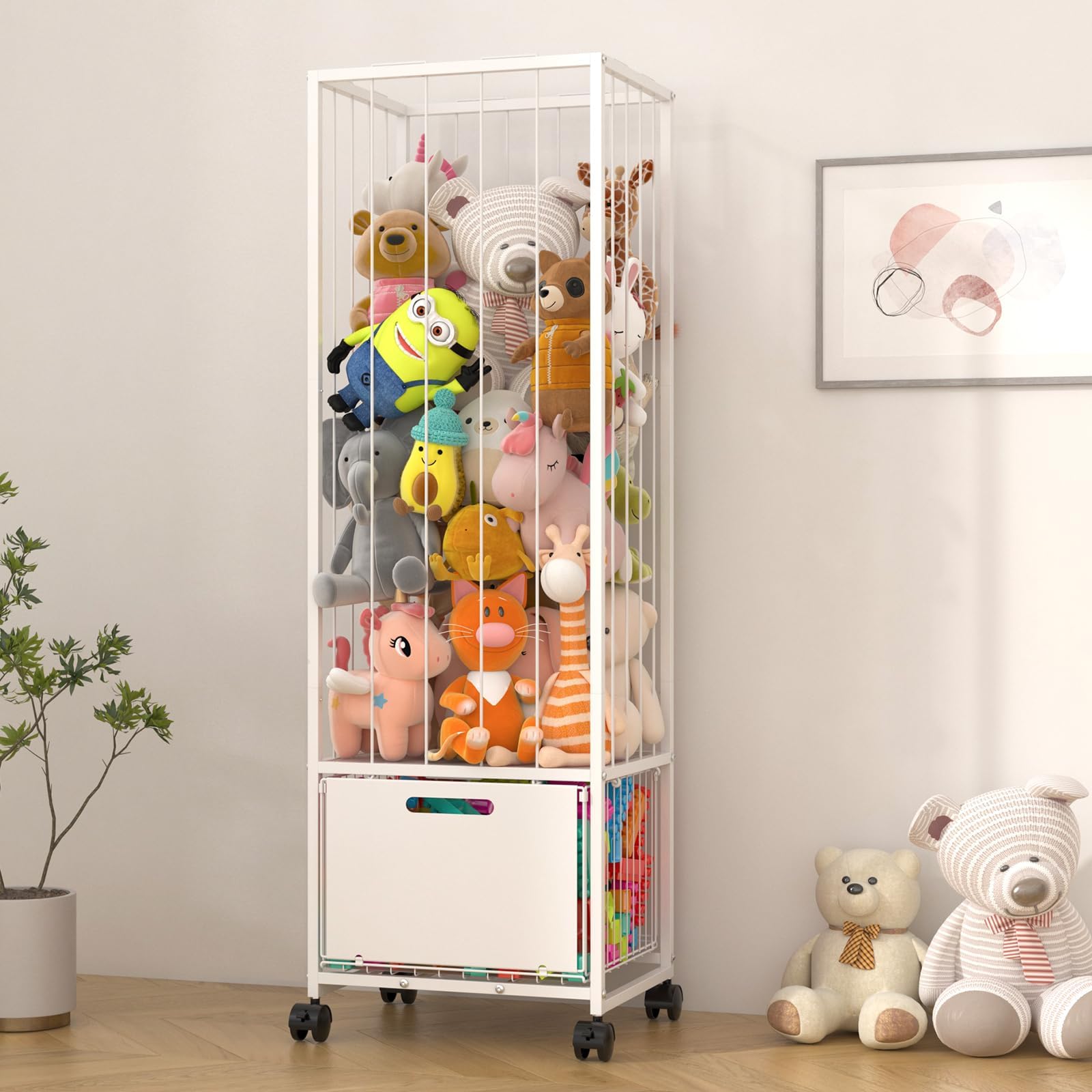 BUKFEN Metal Stuffed Animal Storage Zoo Toy Organizer, Large Plush Holder