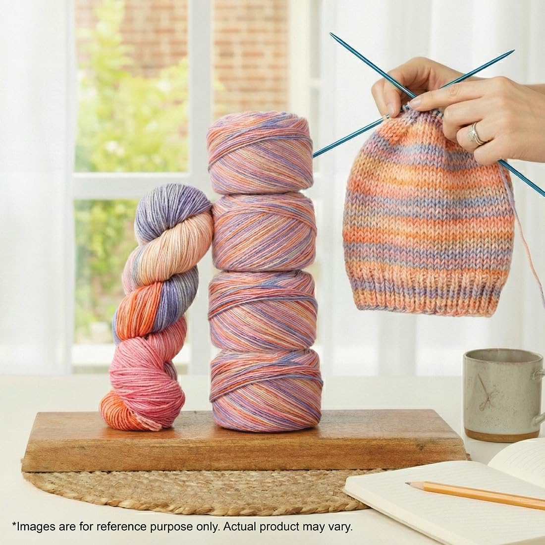 KnitPro Symfonie Premium Hand Dyed Yarn | 100% Extra Fine Merino Wool for Knitting & Crocheting, DK Weight, Oeko-TEX Certified, Colorfast Fiber 220m, 100g Skein | Viva Variegated Beach House