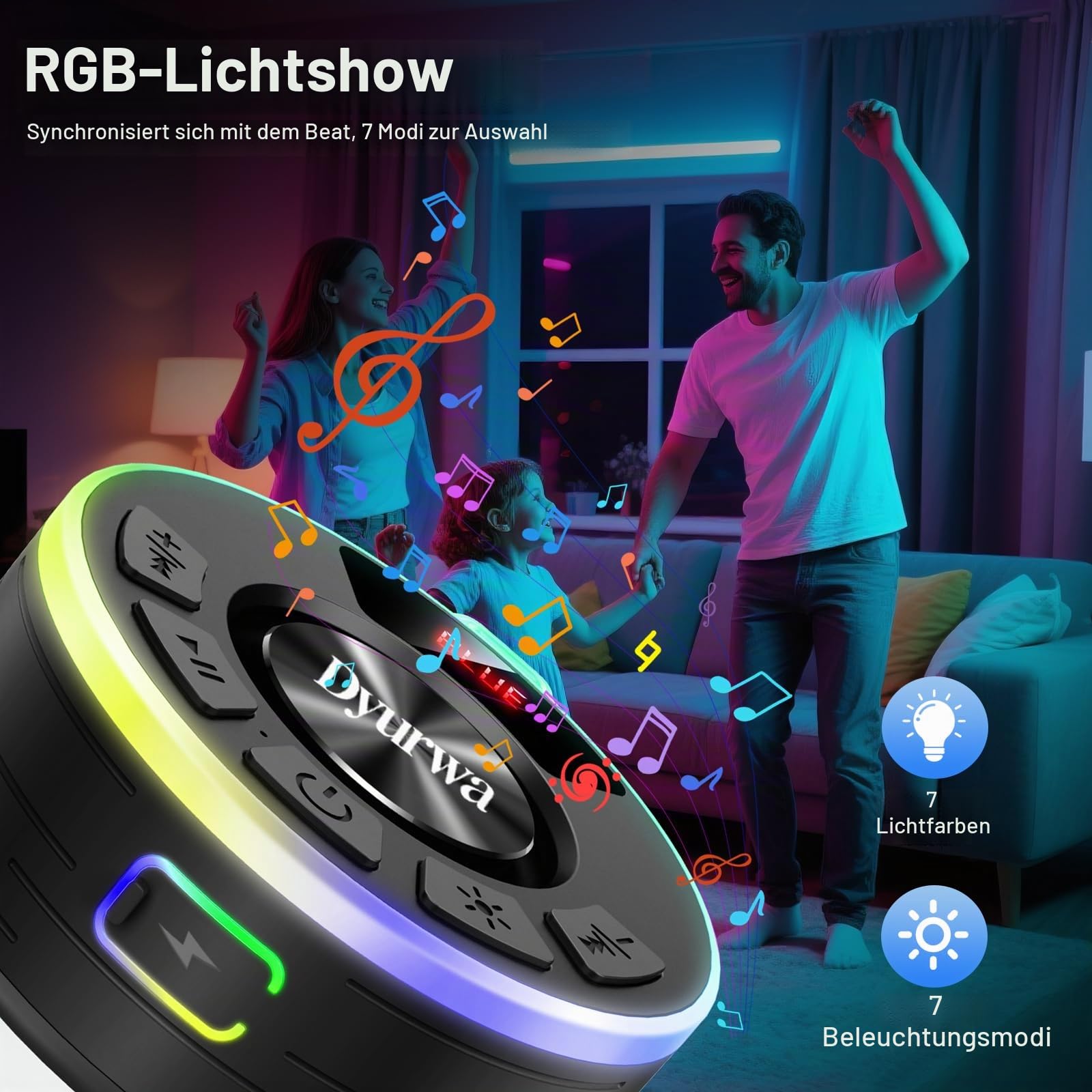 Wasserdichter Bluetooth Duschlautsprecher, 10H Bluetooth-Lautsprecher mit Saugnapf, Tragbare bluetooth 5.3 Lautsprecher mit Stereo-Sound, IPX7 Wasserdicht Musikbox Tragbare für Badezimmer Bergsteigen