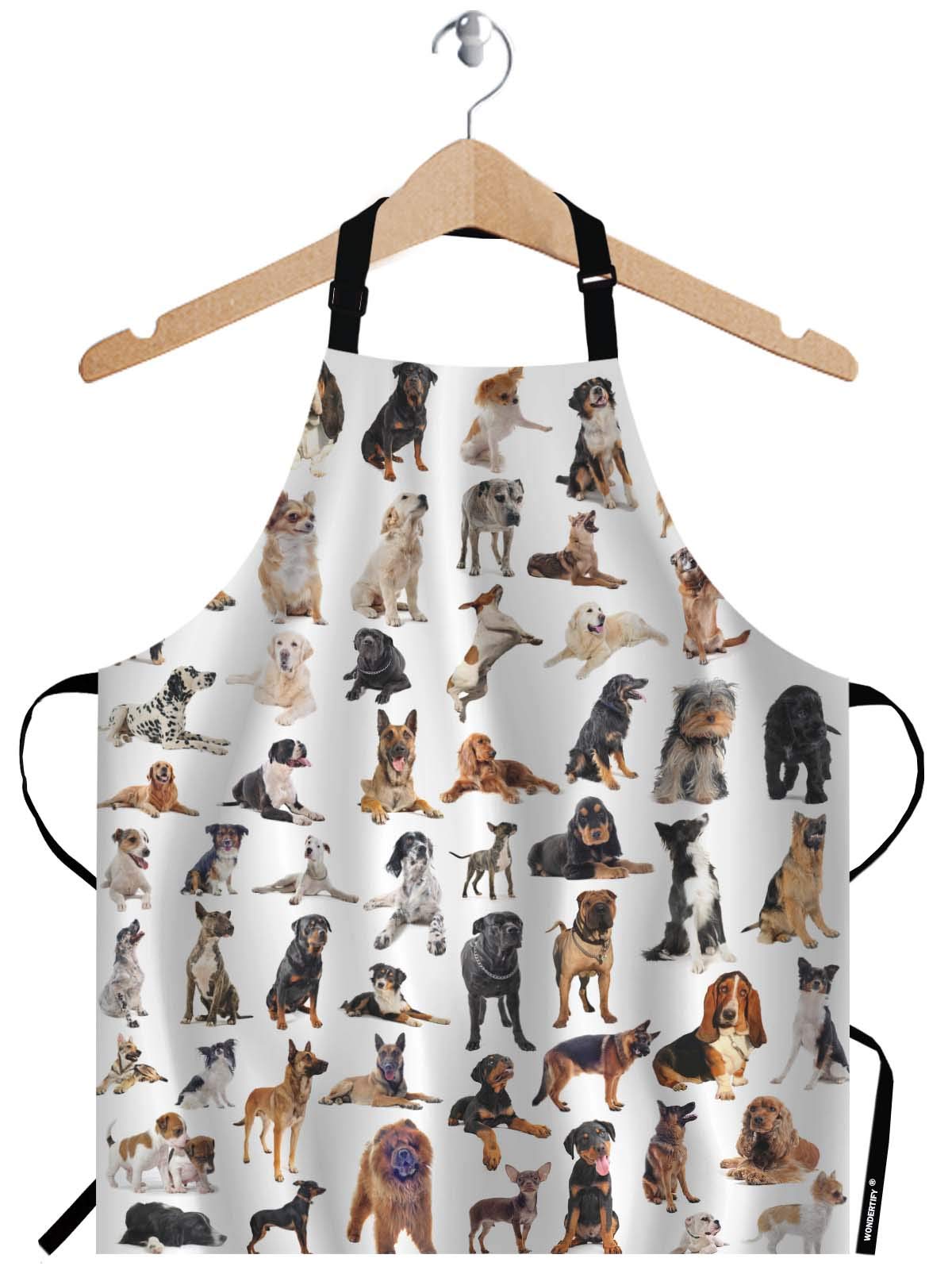 WONDERTIFY Aristocratic Dog Apron,Different Type of Cute Dogs White Bib Apron with Adjustable Neck for Men Women,Suitable for Home Kitchen Cooking Waitress Chef Grill Bistro Baking BBQ Barista Apron