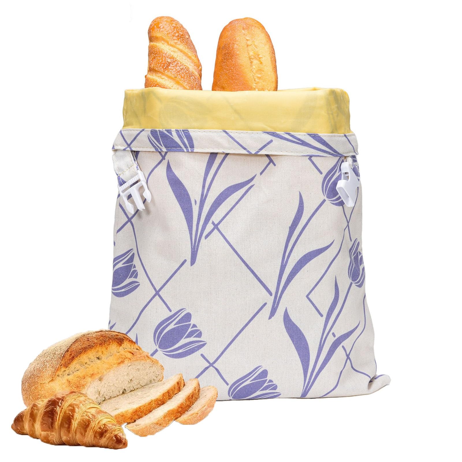 SQOYEI Homemade Linen Beeswax Bread Bag Refrigerated Fresh Keeping Sourdough Bread Bags Reusable Bread Storage Bags Portable for Schools