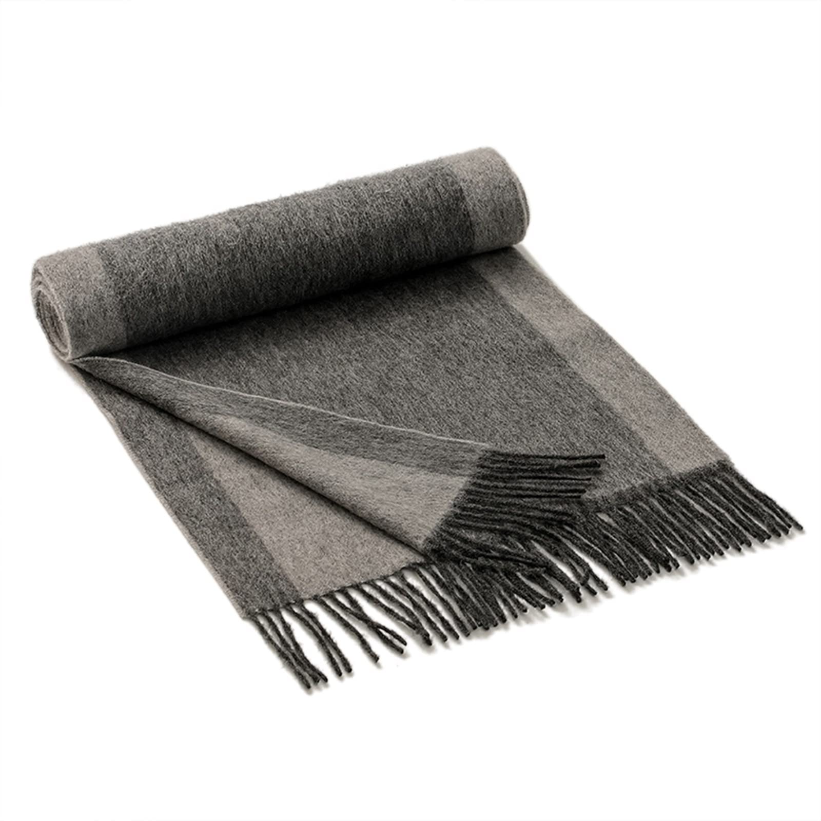 Scarf Cashmere Sciarpa Uomo Inverno Bicolore Larga Righe Nappa Scarf Unisex Compleanno San Valentino Regalo di Matrimonio, grigio., 196x35cm(77x14in)