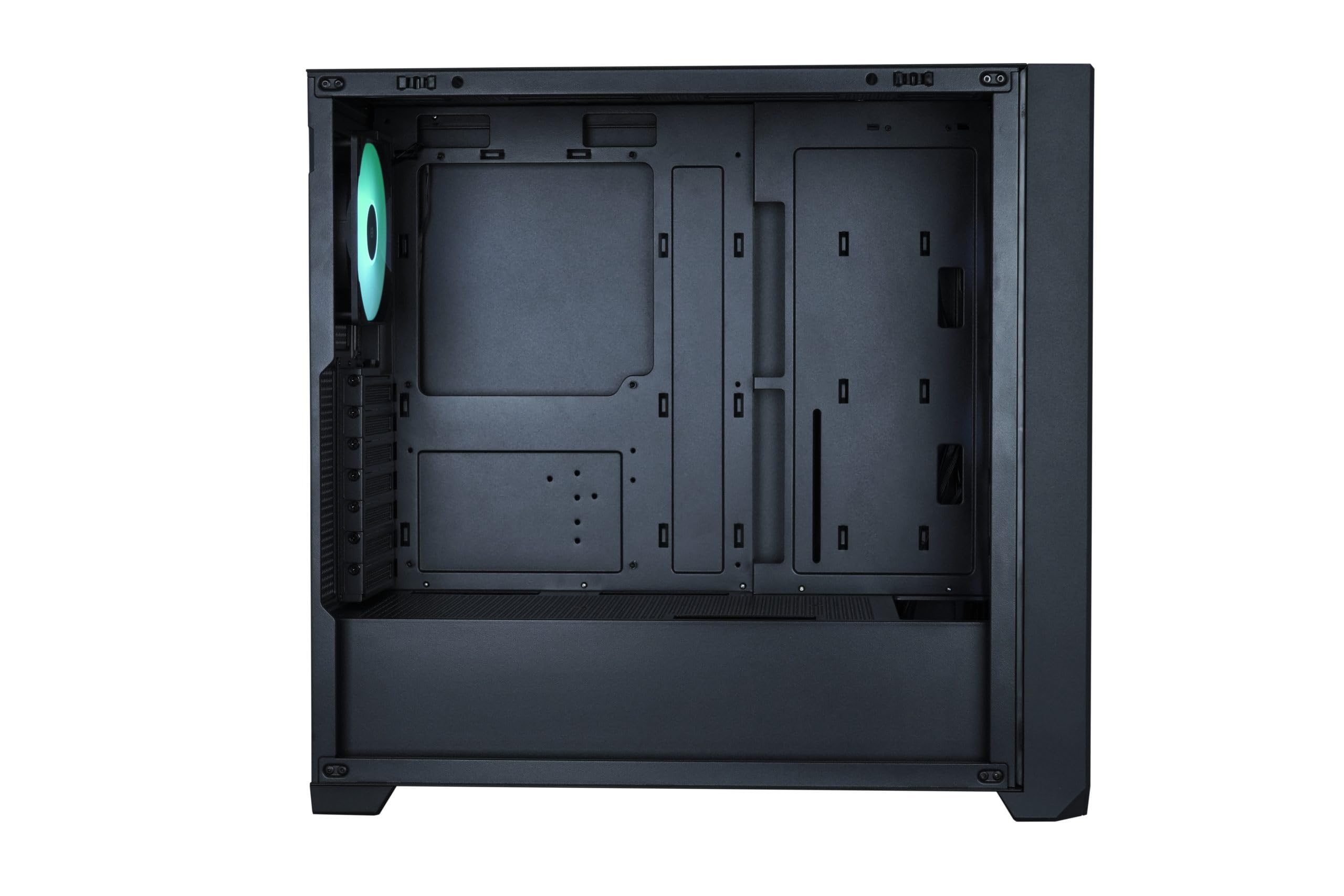 Flow 110 Black A-RGB Midi Tower Case PC, rete frontale con presa d'aria laterale, finestra laterale in vetro, 4 ventole A-RGB HDB, controllo PWM e 3 pin, GPU fino a 380 mm, ATX/mATX/ITX