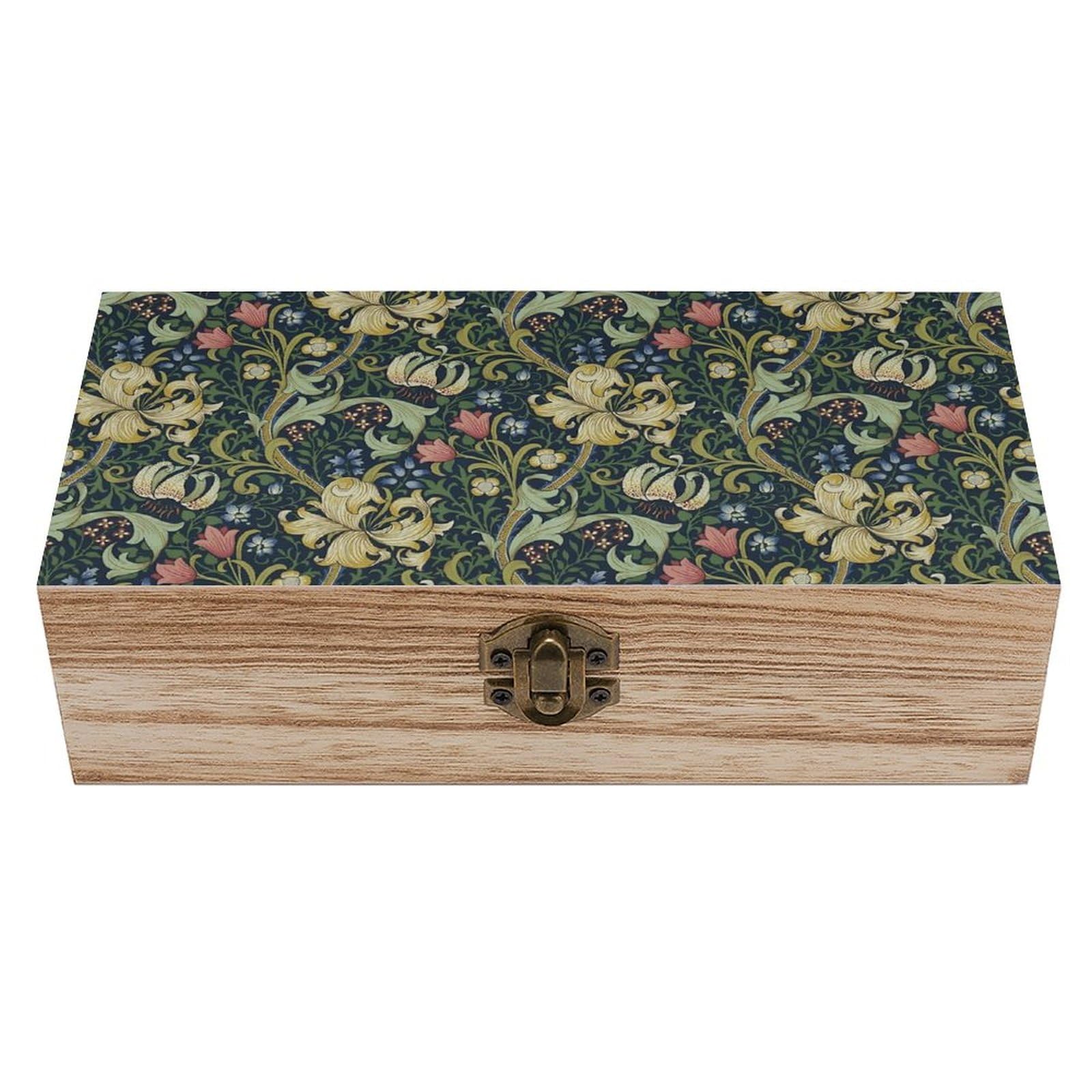 花柄装飾の木製ボックス(S wiss 製) Amazon｜木製ボックス ウィリアムモリス 花柄 収納ケース アクセサリー