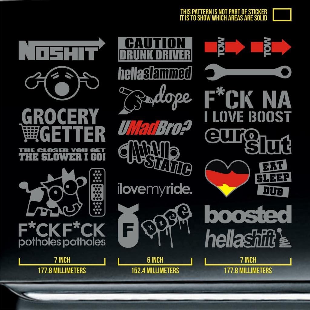 Infinity-270 JDM Stickers Pack Racing Decal Stance Static Boosted auto Society Static Modify Love Ride Bomb zr1 Street Cayman Pilot Camaro Warning Japan