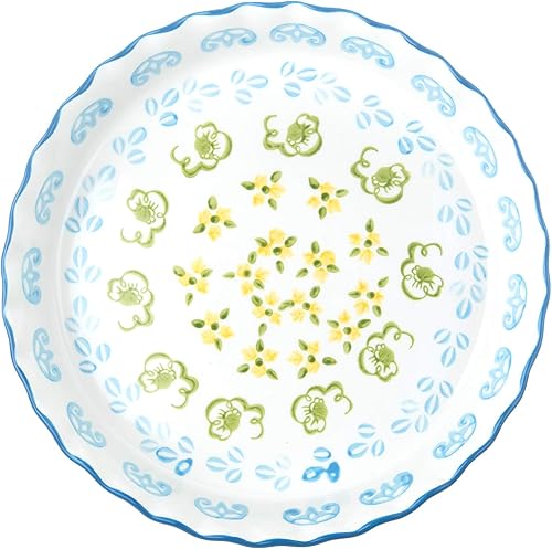 Miniatura 3 de Plato de cerámica para tartas para horno, plato redondo de 10 pulgadas para hornear (estilo campestre)