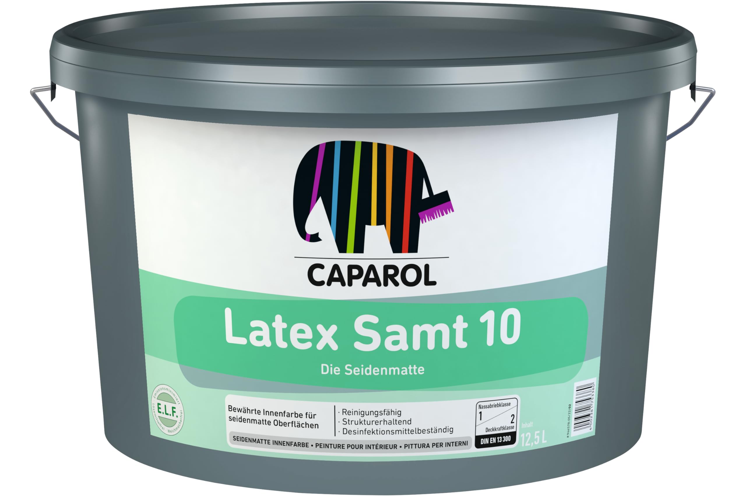 Caparol Latex-Samt 10 Wandfarbe seidenmatt weiß 12,5 L