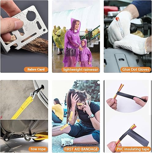 Miniatura 6 de Kit de emergencia en carretera para automóvil, con cables de arranque, kit automotriz de asistencia en carretera para seguridad en el automóvil,