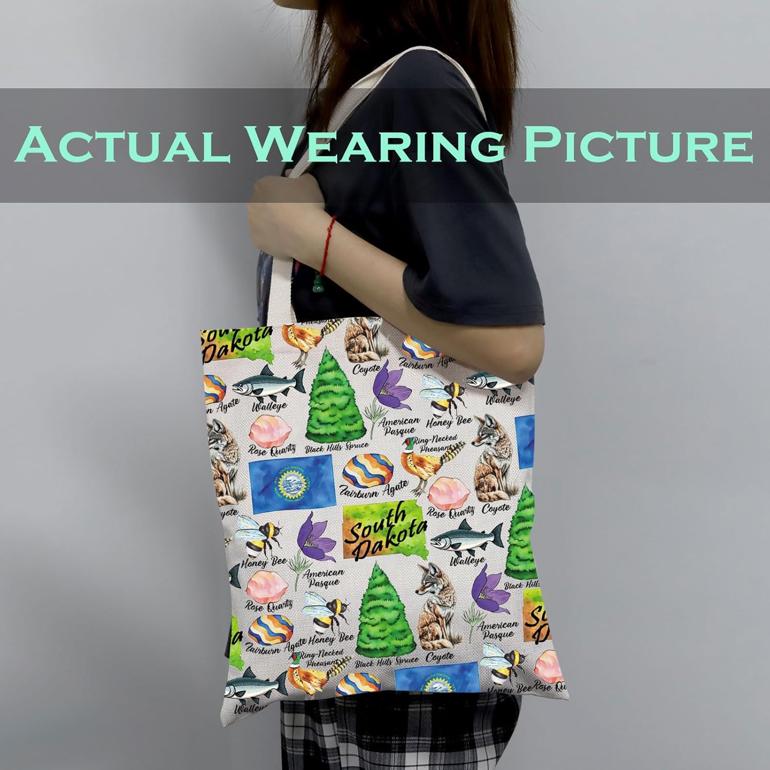 South Dakota Tote Bag Coyote State Vacation Lover Reusable Shopping Bag SD Travel Gift for BFF Mom Dad - Image 5