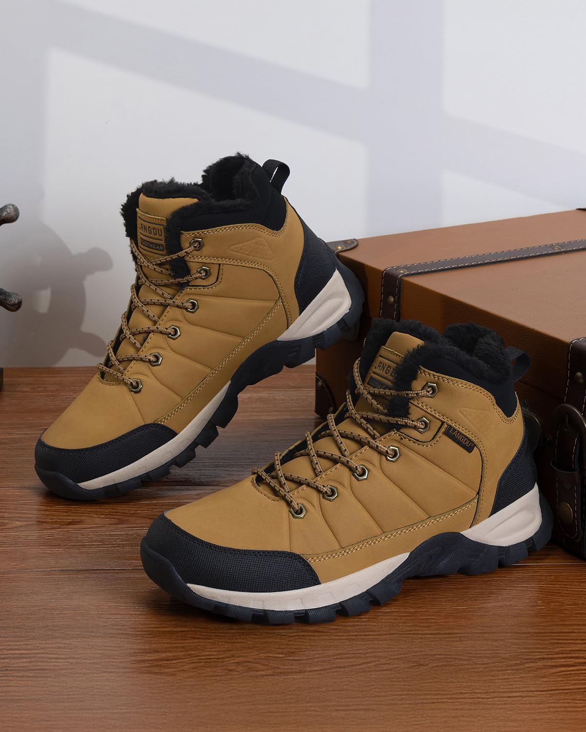LANGDU Botas Hombre Invierno Zapatos Impermeables Senderismo Montaña Botines 41-46 EU