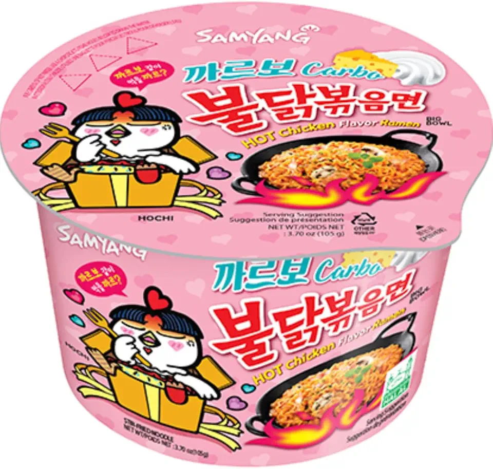 Lamen Sabor Frango Picante Carbonara Bowl Macarrão Instantâneo 105g Samyang Importado da Coréia