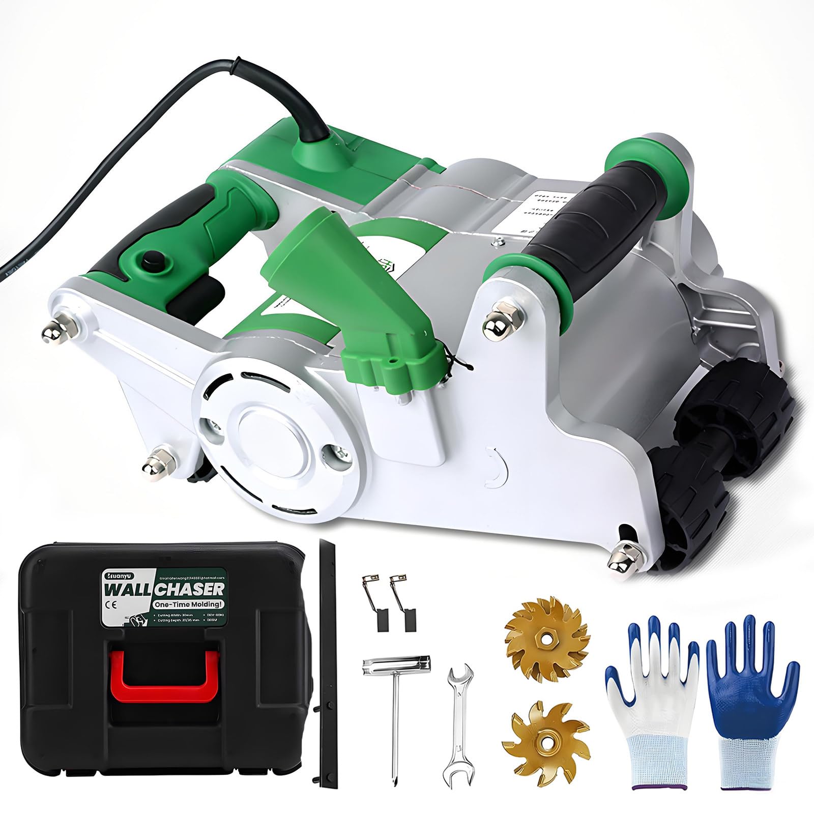 Rozadora Pared Profesional 1100w,Máquina Corte Sin Polvo para Paredes Hormigón,Diseño Colgante,Ajuste Ancho 25mm/35mm,Ideal para Renovación‌ 25mm