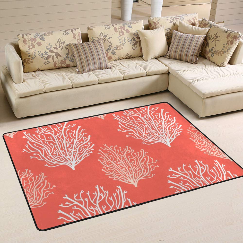 Tapis abstrait rose corail 150x100 cm Ruchen pour salon et chambre