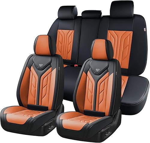 Vista 41 de Coverado Juego completo de fundas para asiento delantero y trasero para automóvil, cuero, impermeables, acojinadas, protectoras, ajuste universal