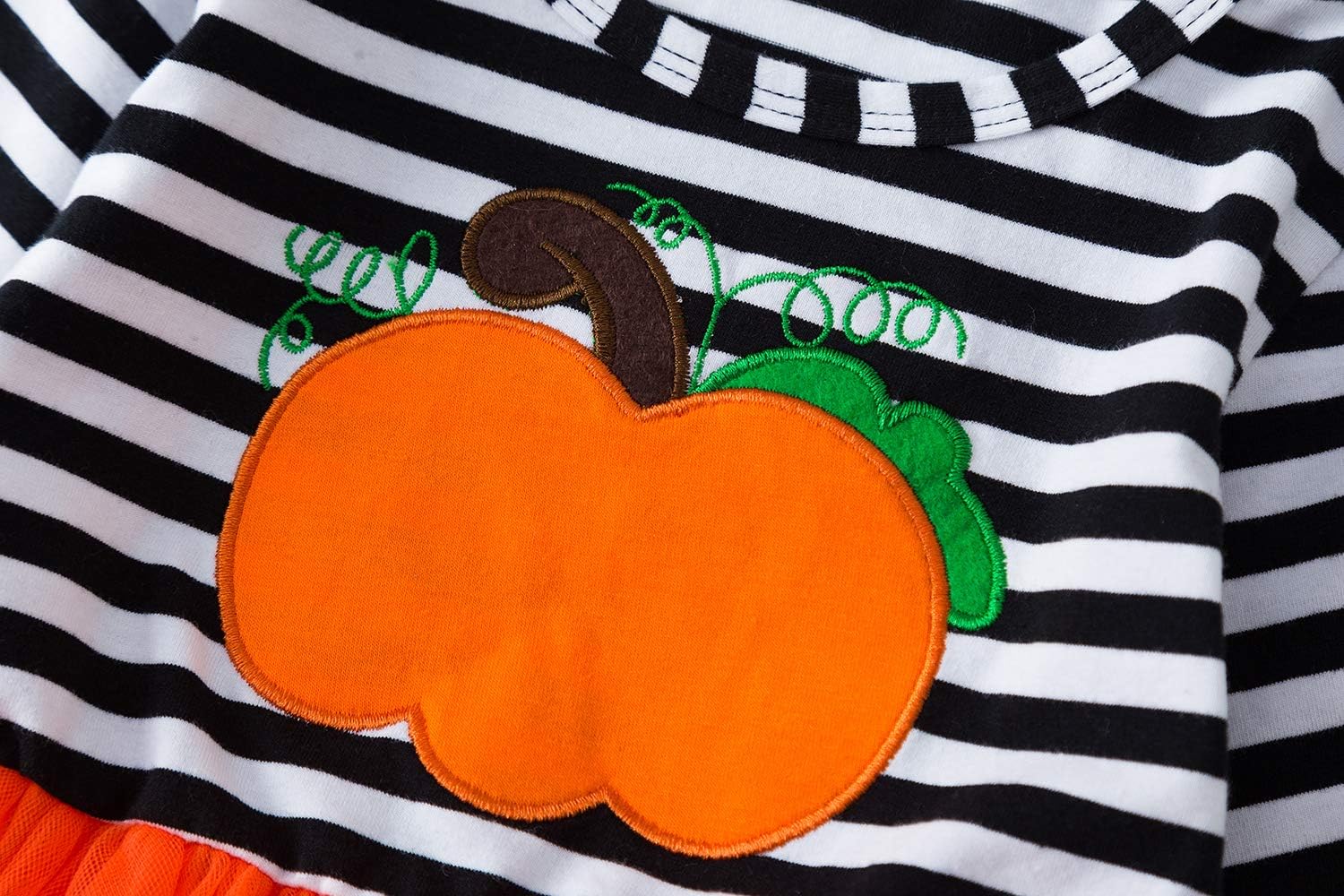 Toddler Baby Girl Pumpkin Printed Tutu Dress Long Sleeve Striped Skirt Outfits Clothes with Headband